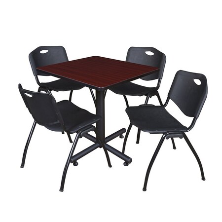 Kobe Kobe Square Table & Chair Set, Wood, Metal, Plastic Top, Mahogany TKB3030MH47BK